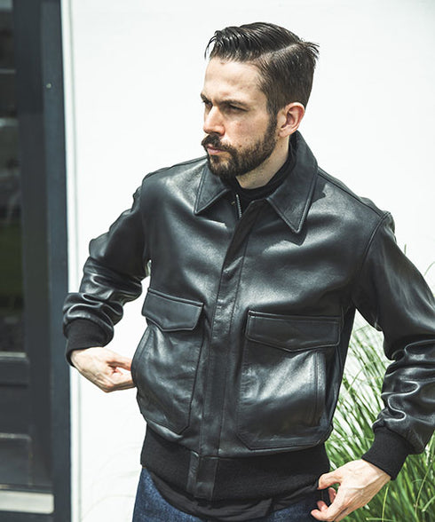 MR.OLIVE/ANTIQUE HAIR SHEEP LEATHER / FLIGHT JACKET ミスターオリーブ/アンティーク ヘアーシープレザー / フライトジャケット